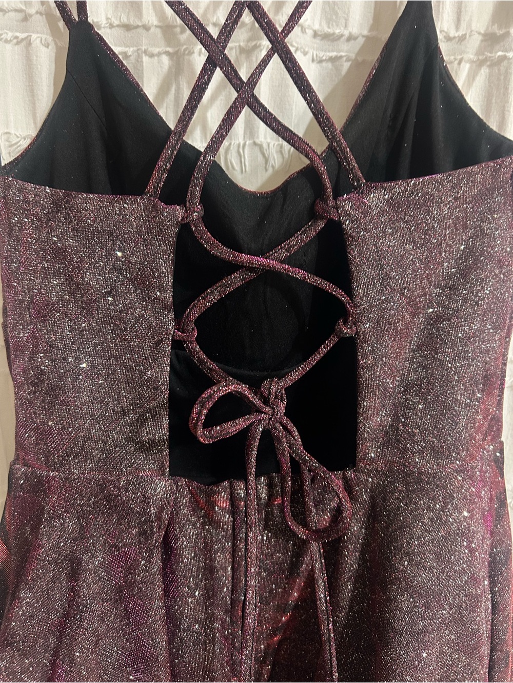 Sparkle Black-Pink Strappy Fit & Flare Dress - Picture 3 of 6